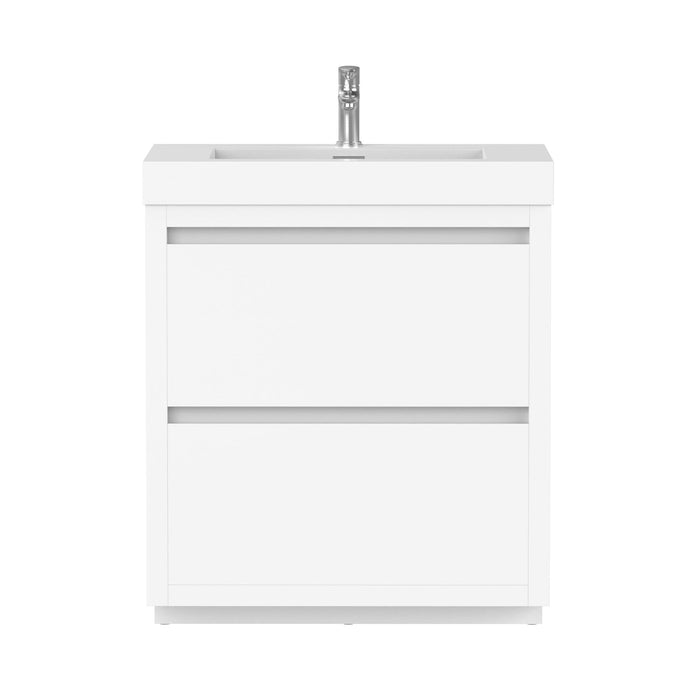 36" Single Sink Modern Freestanding Bathroom Vanity Set with White Engineered Stone Top – Storage Cabinet with 2 Soft-Closing Drawers VA6036WF - HomeBeyond