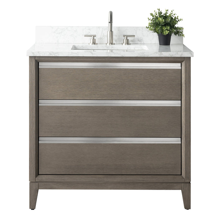 36" Single Sink Modern Freestanding Solid Wood Bathroom Vanity Set with Ariston White Engineered Marble Top – Storage Cabinet with Soft-Closing Drawers VA8036 - HomeBeyond