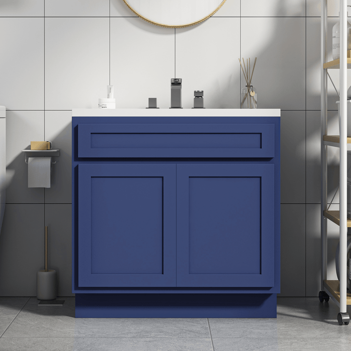 36" Solid Wood Bathroom Vanity Cabinet Double Shutter Door - HomeBeyond