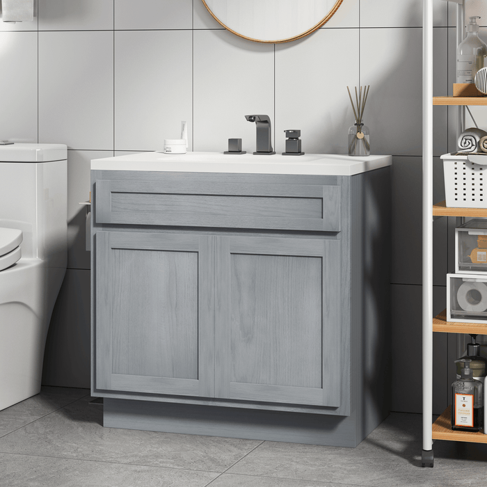 36" Solid Wood Bathroom Vanity Cabinet Double Shutter Door - HomeBeyond