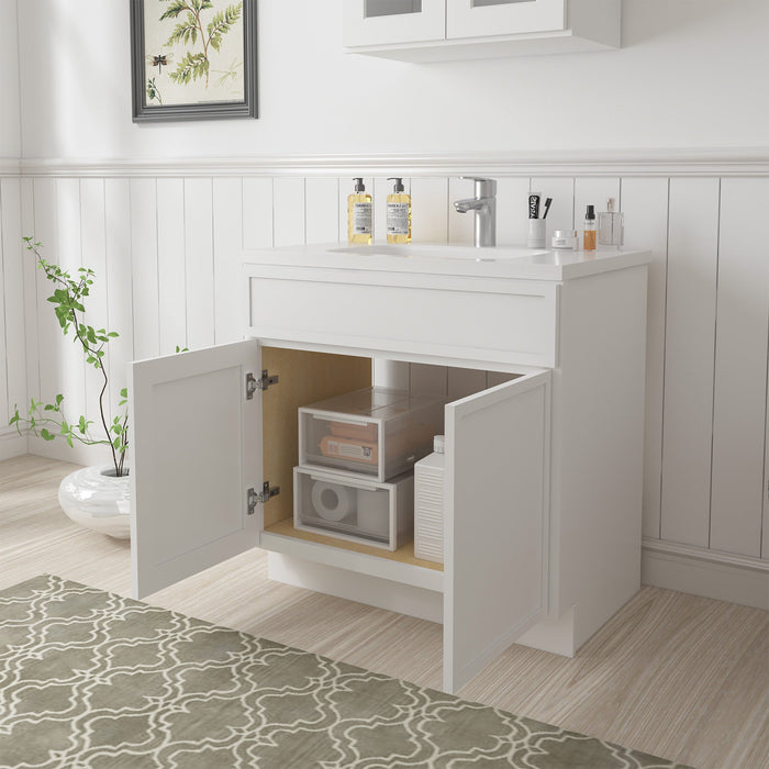 39" Birch Plywood Freestanding Single Base Storage Cabinet, With Soft Close Door - HomeBeyond