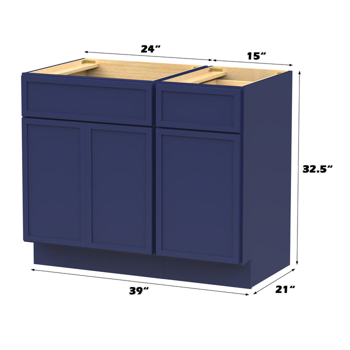 39" Modern Freestanding Birch & Plywood Bathroom Vanity Base Only – Shaker Style Storage Cabinet with 1 Drawer & 3 Soft-Closing Doors VA4124-151 - HomeBeyond