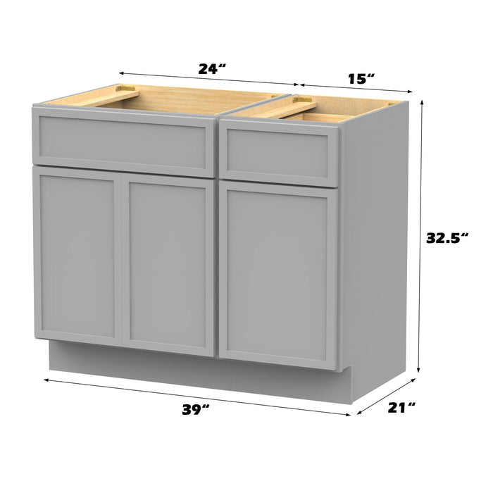 39" Modern Freestanding Birch & Plywood Bathroom Vanity Base Only – Shaker Style Storage Cabinet with 1 Drawer & 3 Soft-Closing Doors VA4124-151 - HomeBeyond
