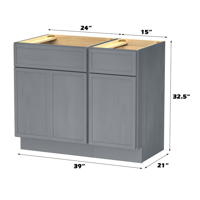 39" Modern Freestanding Birch & Plywood Bathroom Vanity Base Only – Shaker Style Storage Cabinet with 1 Drawer & 3 Soft-Closing Doors VA4124-151 - HomeBeyond