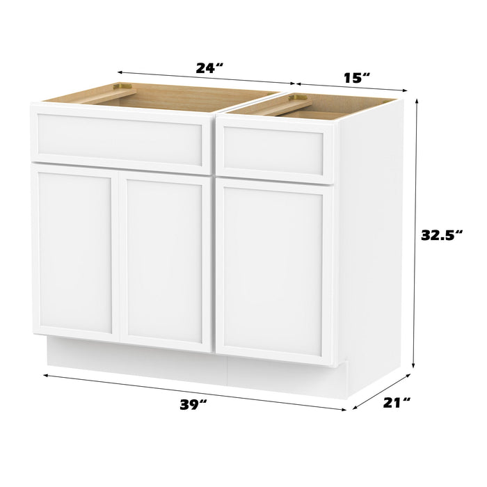 39" Modern Freestanding Birch & Plywood Bathroom Vanity Base Only – Shaker Style Storage Cabinet with 1 Drawer & 3 Soft-Closing Doors VA4124-151 - HomeBeyond