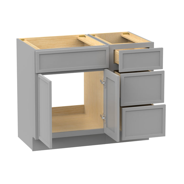 39" Modern Freestanding Birch & Plywood Bathroom Vanity Base Only – Shaker Style Storage Cabinet with 3 Drawers & 1 Soft-Closing Door VA4124-153 - HomeBeyond
