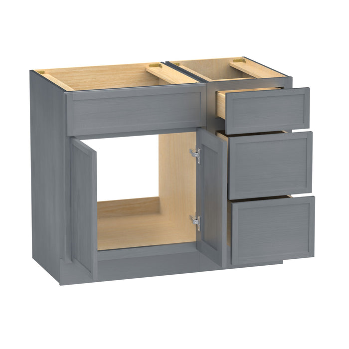 39" Modern Freestanding Birch & Plywood Bathroom Vanity Base Only – Shaker Style Storage Cabinet with 3 Drawers & 1 Soft-Closing Door VA4124-153 - HomeBeyond