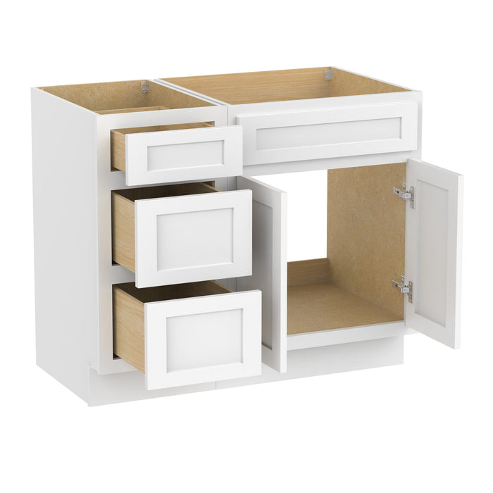 39" Modern Freestanding Oak Plywood Bathroom Vanity Base Only – Shaker Style Storage Cabinet with 3 Drawers & 1 Soft-Closing Door VA4024-153 - HomeBeyond