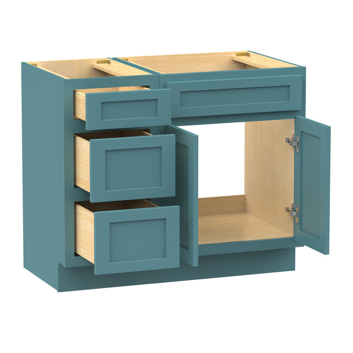 39" Modern Freestanding Oak Plywood Bathroom Vanity Base Only – Shaker Style Storage Cabinet with 3 Drawers & 1 Soft-Closing Door VA4024-153 - HomeBeyond
