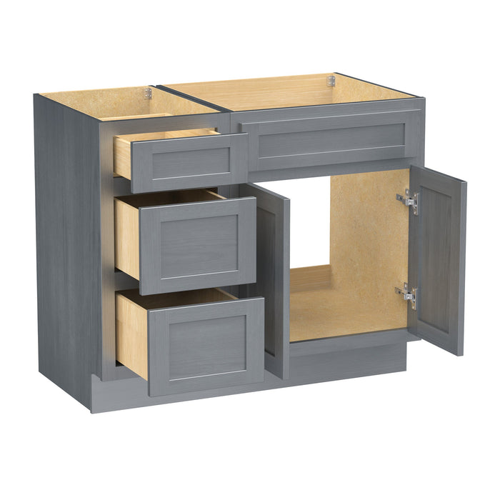39" Modern Freestanding Oak Plywood Bathroom Vanity Base Only – Shaker Style Storage Cabinet with 3 Drawers & 1 Soft-Closing Door VA4024-153 - HomeBeyond