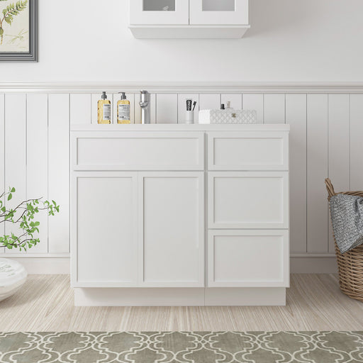 39" Oak Bathroom Vanity Cabinet without Top - 3 Drawers & 1 Door - HomeBeyond