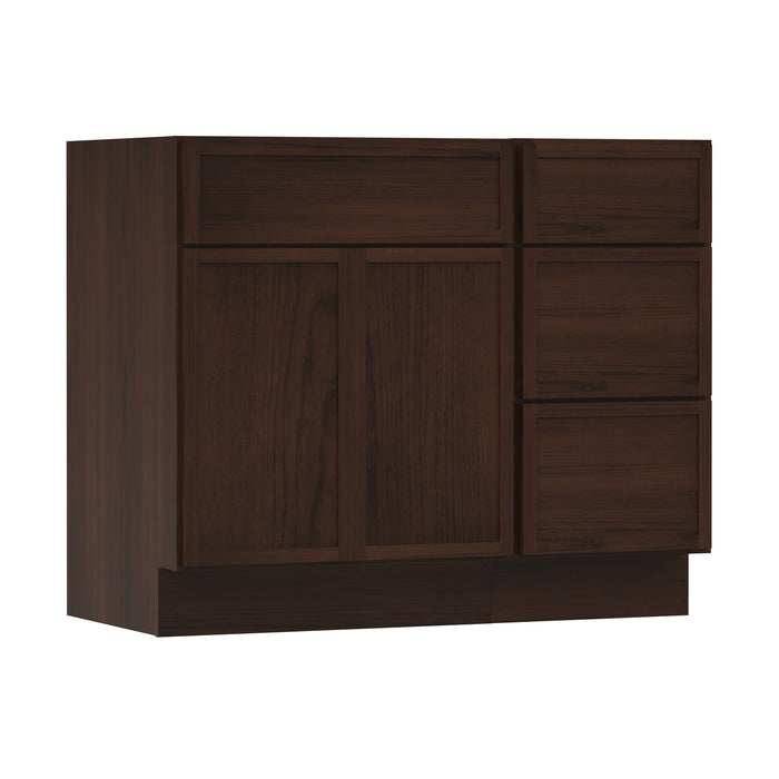 39" Oak Bathroom Vanity Cabinet without Top - 3 Drawers & 1 Door - HomeBeyond