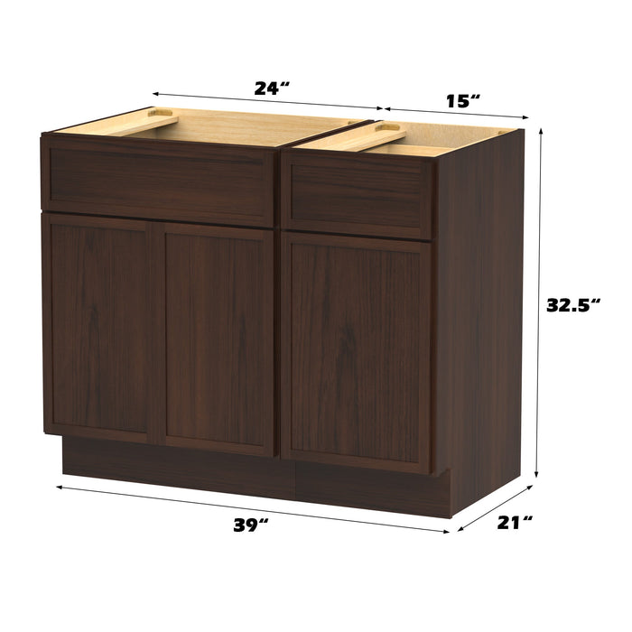 39" Plywood Bathroom Vanity Cabinet without Top - 1 Drawer & 3 Doors - HomeBeyond