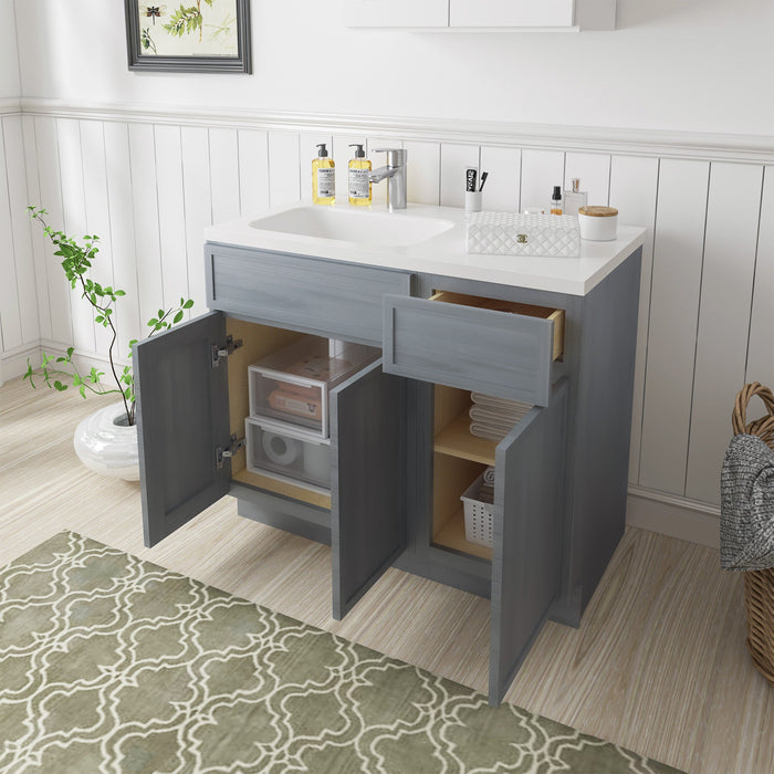 39" Plywood Bathroom Vanity Cabinet without Top - 1 Drawer & 3 Doors - HomeBeyond