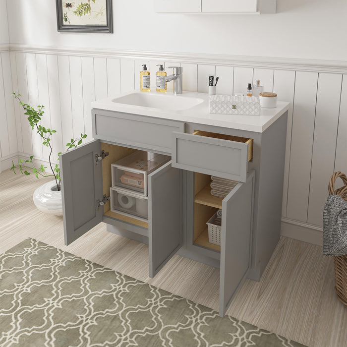 39" Plywood Bathroom Vanity Cabinet without Top - 1 Drawer & 3 Doors - HomeBeyond