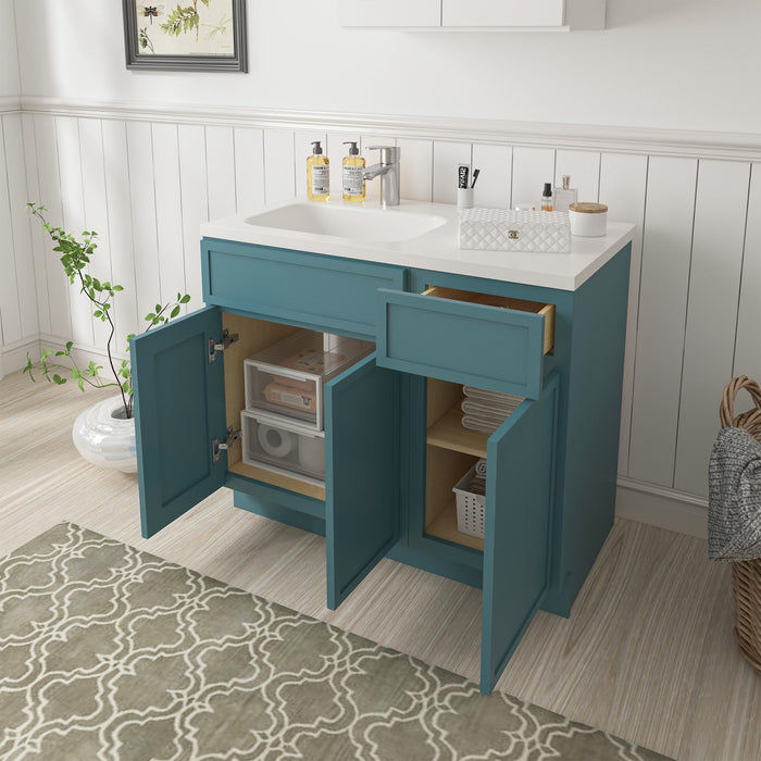 39" Plywood Bathroom Vanity Cabinet without Top - 1 Drawer & 3 Doors - HomeBeyond