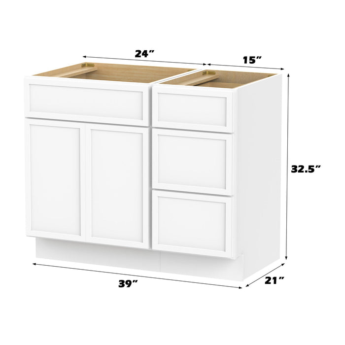 39" Plywood Bathroom Vanity Cabinet without Top - 3 Drawers & 1 Door - HomeBeyond