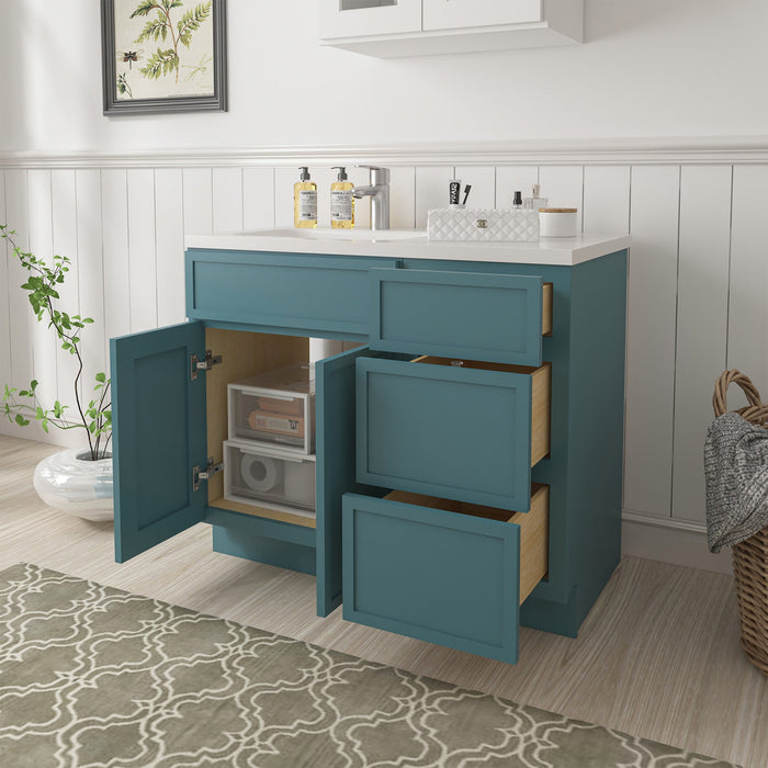39" Plywood Bathroom Vanity Cabinet without Top - 3 Drawers & 1 Door - HomeBeyond