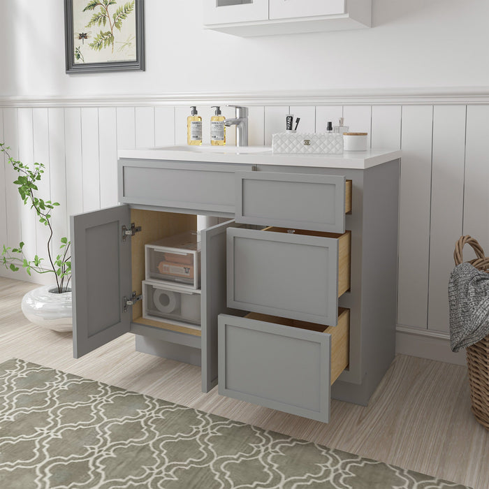 39" Plywood Bathroom Vanity Cabinet without Top - 3 Drawers & 1 Door - HomeBeyond