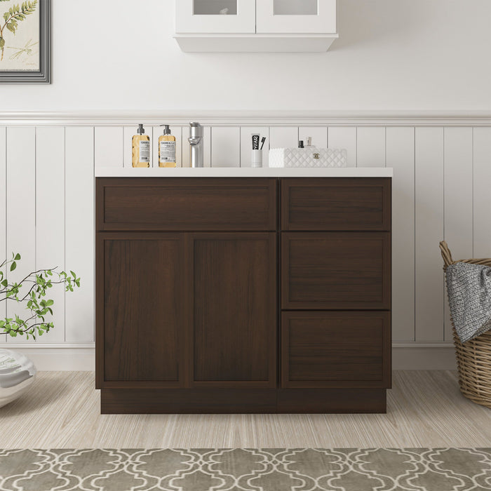39" Plywood Bathroom Vanity Cabinet without Top - 3 Drawers & 1 Door - HomeBeyond