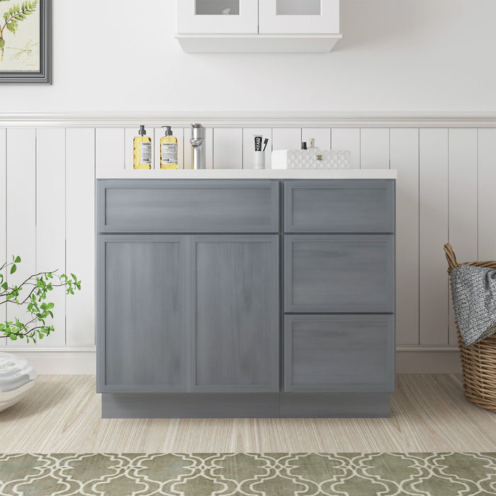 39" Plywood Bathroom Vanity Cabinet without Top - 3 Drawers & 1 Door - HomeBeyond