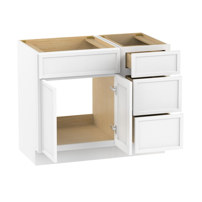 39" Plywood Bathroom Vanity Cabinet without Top - 3 Drawers & 1 Door - HomeBeyond
