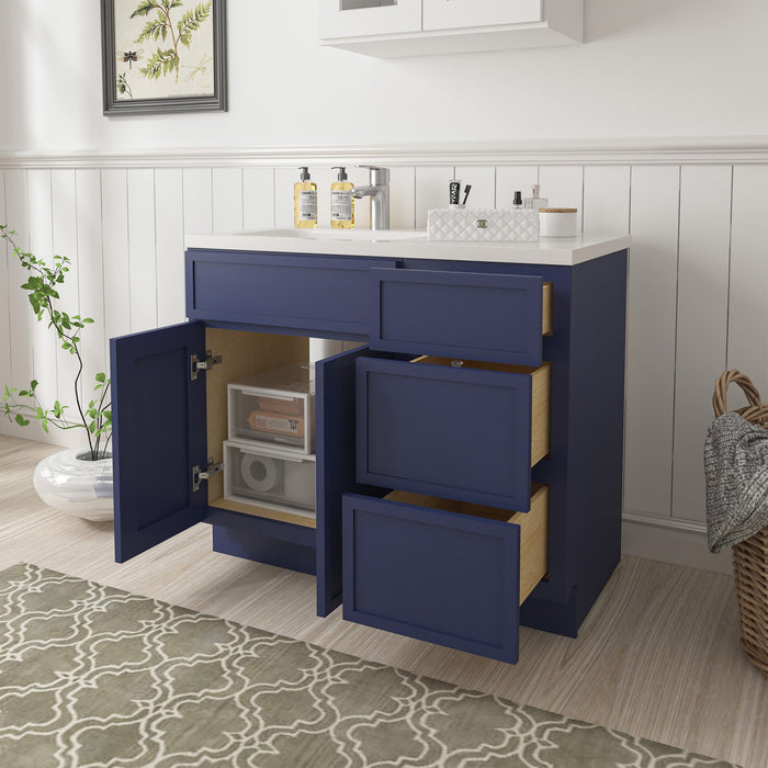 39" Plywood Bathroom Vanity Cabinet without Top - 3 Drawers & 1 Door - HomeBeyond