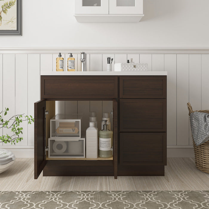 39" Plywood Bathroom Vanity Cabinet without Top - 3 Drawers & 1 Door - HomeBeyond