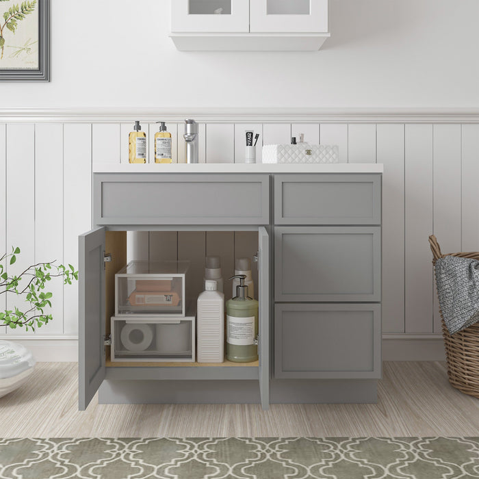 39" Plywood Bathroom Vanity Cabinet without Top - 3 Drawers & 1 Door - HomeBeyond