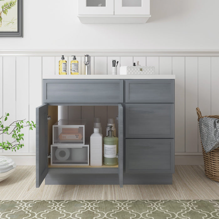 39" Plywood Bathroom Vanity Cabinet without Top - 3 Drawers & 1 Door - HomeBeyond