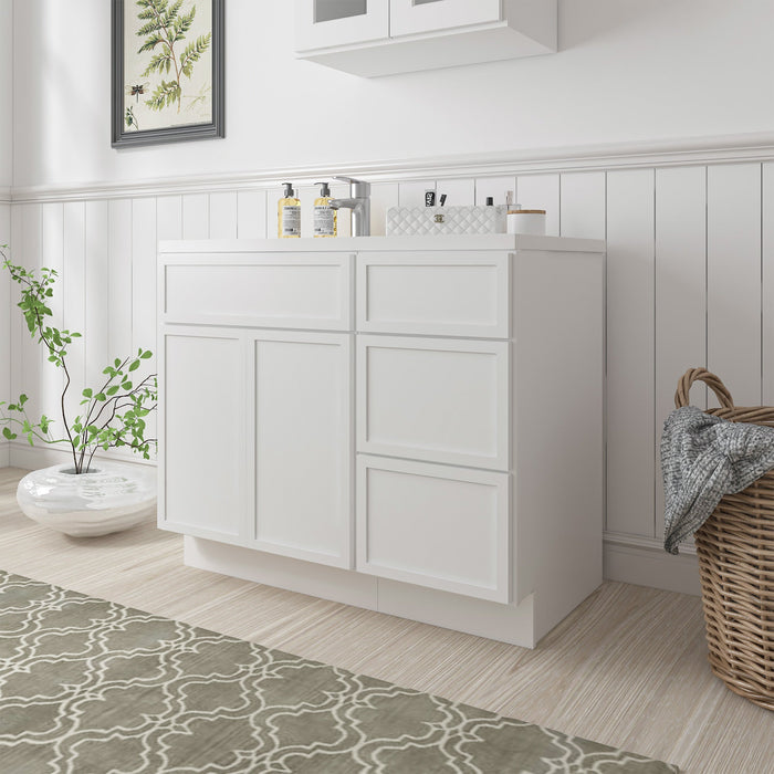 39" Plywood Bathroom Vanity Cabinet without Top - 3 Drawers & 1 Door - HomeBeyond