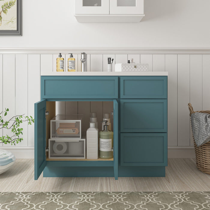39" Plywood Bathroom Vanity Cabinet without Top - 3 Drawers & 1 Door - HomeBeyond