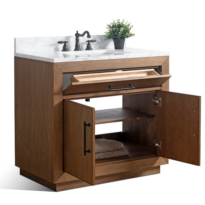 36" Single Sink Bathroom Vanity with Sink and Top, With Soft Closing Doors