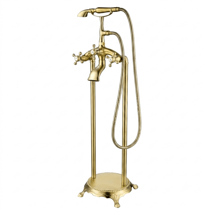 40" Modern Solid Brass Freestanding Bathtub Faucet Single Handle Tub Filler with Handheld Shower VA2019 - HomeBeyond