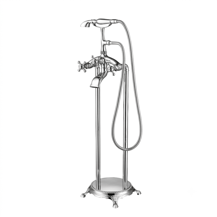 40" Modern Solid Brass Freestanding Bathtub Faucet Single Handle Tub Filler with Handheld Shower VA2019 - HomeBeyond