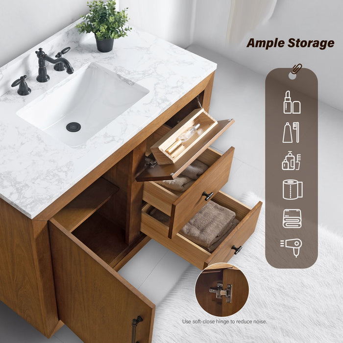 42" Bathroom Vanity with Sink and Top, With Soft Closing Doors - HomeBeyond