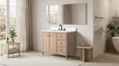 42" Freestanding Bathroom Vanity with Milano Mist Engineered Stone Countertop, Integrated Ceramic Sink, Hidden Power & USB Charging Station and Hair Dryer Storage - HomeBeyond