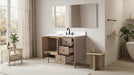 42" Freestanding Bathroom Vanity with Milano Mist Engineered Stone Countertop, Integrated Ceramic Sink, Hidden Power & USB Charging Station and Hair Dryer Storage - HomeBeyond