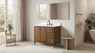 42" Freestanding Bathroom Vanity with Milano Mist Engineered Stone Countertop, Integrated Ceramic Sink, Hidden Power & USB Charging Station and Hair Dryer Storage - HomeBeyond