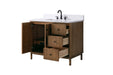 42" Freestanding Bathroom Vanity with Milano Mist Engineered Stone Countertop, Integrated Ceramic Sink, Hidden Power & USB Charging Station and Hair Dryer Storage - HomeBeyond