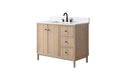 42" Freestanding Bathroom Vanity with Milano Mist Engineered Stone Countertop, Integrated Ceramic Sink, Hidden Power & USB Charging Station and Hair Dryer Storage - HomeBeyond