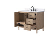 42" Freestanding Bathroom Vanity with Milano Mist Engineered Stone Countertop, Integrated Ceramic Sink, Hidden Power & USB Charging Station and Hair Dryer Storage - HomeBeyond