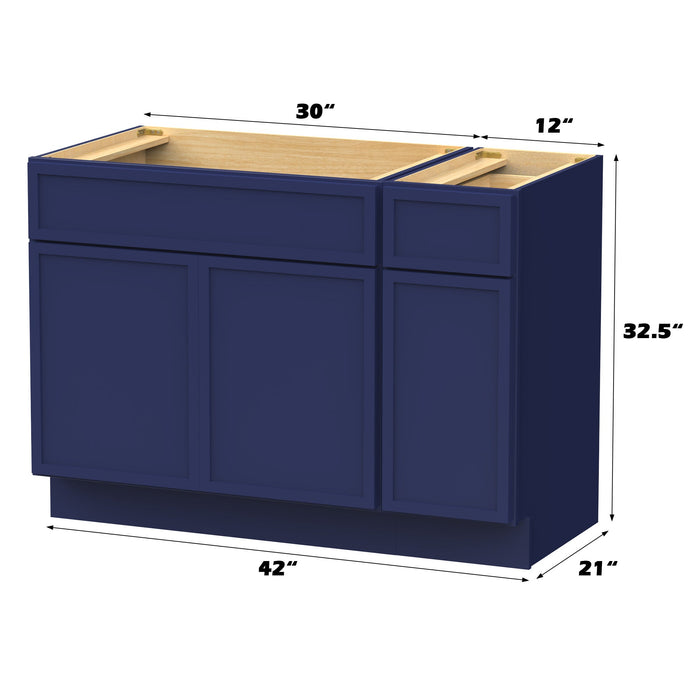 42" Modern Freestanding Birch & Plywood Bathroom Vanity Base Only – Shaker Style Storage Cabinet with 1 Drawer & 3 Soft-Closing Doors VA4130-121 - HomeBeyond