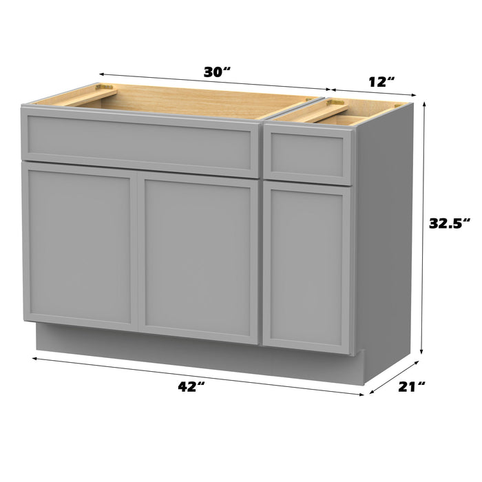42" Modern Freestanding Birch & Plywood Bathroom Vanity Base Only – Shaker Style Storage Cabinet with 1 Drawer & 3 Soft-Closing Doors VA4130-121 - HomeBeyond