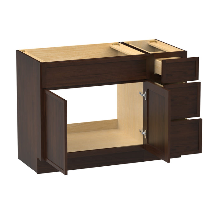 42" Modern Freestanding Birch & Plywood Bathroom Vanity Base Only – Shaker Style Storage Cabinet with 3 Drawers & 2 Soft-Closing Doors VA4130-123 - HomeBeyond