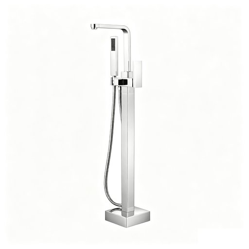 42" Modern Freestanding Waterfall Bathtub Faucet Single Handle Tub Filler with Handheld Shower VA2016 - HomeBeyond