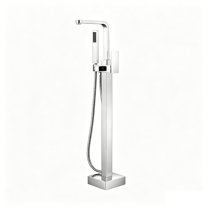 42" Modern Freestanding Waterfall Bathtub Faucet Single Handle Tub Filler with Handheld Shower VA2016 - HomeBeyond