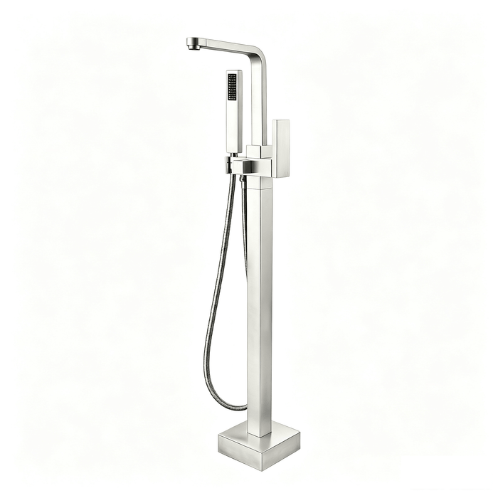 42" Modern Freestanding Waterfall Bathtub Faucet Single Handle Tub Filler with Handheld Shower VA2016 - HomeBeyond