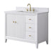 42" Single Sink Freestanding Bath Vanity Cabinet with White Engineered Marble Top - HomeBeyond