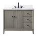 42" Single Sink Freestanding Bath Vanity Cabinet with White Engineered Marble Top - HomeBeyond